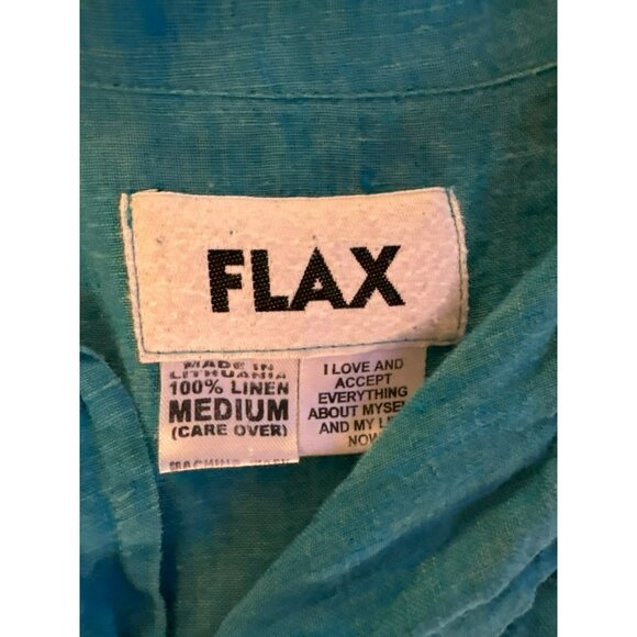 Flax Heathered Turquoise Linen Button Down Tunic Top Size M - Picture 3 of 6